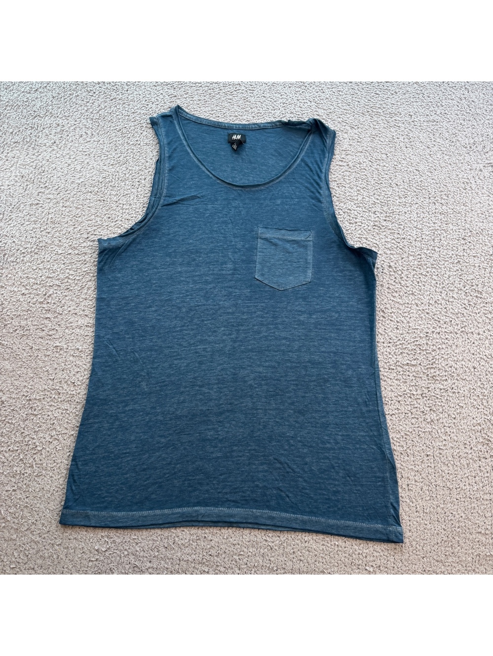 H&M Blue Heather Pocket Tank Top Sleeveless Tee Men's S Casual Minimalist Basic